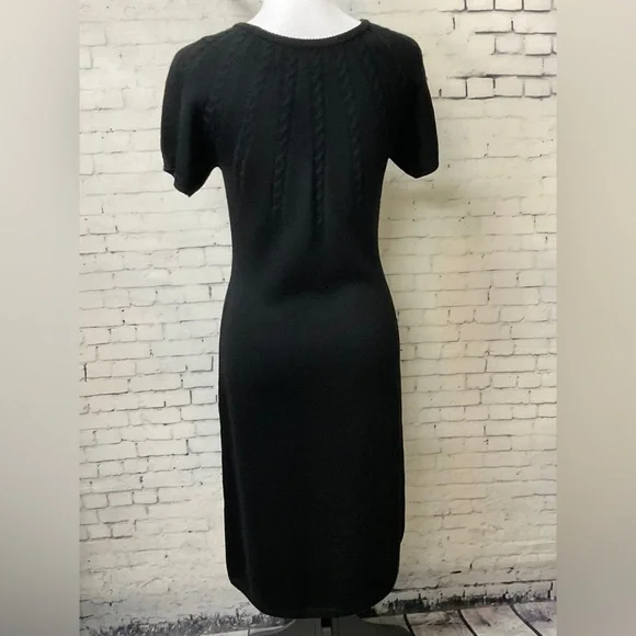 Calvin Klein Women Black BodyCon Sheath Wool Sweater Dress Cap Sleeve XS… - Picture 8 of 11